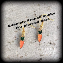 Load image into Gallery viewer, Carrot earrings Vegan jewelry Vegan earrings Vegetable earrings Plant jewelry Vegan earrings Cute earrings Gifts for girls Tunnel earrings