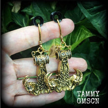 Load image into Gallery viewer, Thors Hammer earrings Rune ear weights Viking Plug earrings Norse earrings Goat earrings Ram earrings Tunnel earrings Asgard Valhalla 3mm 8g