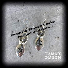 Load image into Gallery viewer, Venus earrings Venus of Willendorf Goddess earrings Venus jewelry Pagan jewelry Beltane earrings Wicca earrings Plug earrings Tunnel earring