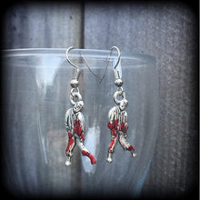 Load image into Gallery viewer, Zombie earrings Halloween Earrings Walking Dead Earrings Dangle earrings Pumpkinhead Zombie Horror Movie Pierced ears Samhain Los Muertos