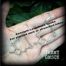 Load image into Gallery viewer, Dopamine earrings Science earrings Molecule earrings Science jewelry Chemistry earrings Nerd gifts Geek gifts Plug earrings Gauged earrings