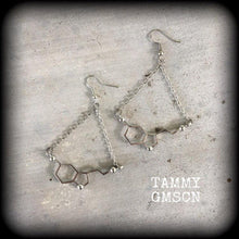 Load image into Gallery viewer, Molecule earrings Serotonin earrings Science earrings Chemical compound earrings 8g Plug earrings 3mm tunnel earrings Gauged earrings Gauges