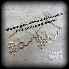 Load image into Gallery viewer, THC earrings Molecule earrings Science jewelry Weed jewelry Pot earrings Molecule jewelry Gifts for hippies Tunnel earrings Plug earrings