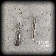 Load image into Gallery viewer, Tooth brush earrings Tooth paste earrings Dentist earrings Hygiene Novelty earrings Plug earrings Tunnel earrings Plug dangles 3mm tunnels