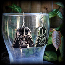Load image into Gallery viewer, Darth Vader Star Wars earrings Rebel Alliance Sci Fi earrings Imperial Empire Geek earrings Plug earrings Nerd jewelry Tunnel earrings 2g