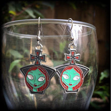 Load image into Gallery viewer, Christmas earrings Sally Jack Skellington Earrings Nightmare Earrings Skeleton Earrings Jack and Sally Tim Burton earrings Pierced ears 8g