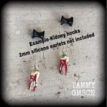 Load image into Gallery viewer, Molar teeth earrings Tooth fairy earrings Tooth earrings Dentist earrings Halloween earrings Costume earrings Cosplay earrings Zombies 6g