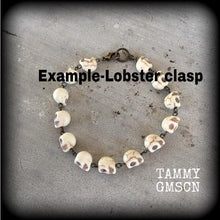 Load image into Gallery viewer, Skull bracelet Stone bracelet Voodoo bracelet Gothic bracelet Halloween bracelet Damballah bracelet Chain of Skulls bracelet Gifts for her