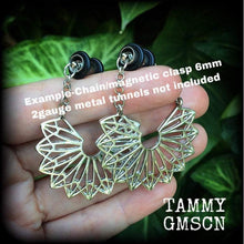 Load image into Gallery viewer, Mandala earrings Tunnel earrings Sacred Geometry Geometric jewelry Mandala jewelry Triangle earrings Tunnel dangles Gauged earrings 8g 6g 4g