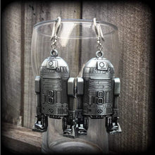 Load image into Gallery viewer, R2D2 Droid Star Wars earrings Rebel Alliance Sci Fi earrings Imperial Empire Geek earrings Plug earrings Nerd jewelry Tunnel earrings 2g