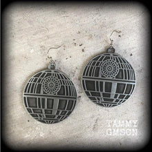 Load image into Gallery viewer, Star Wars earrings Death Star Rebel Alliance Sci Fi earrings Imperial Empire Geek earrings Plug earrings Nerd jewelry Tunnel earrings 2g 0g