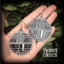 Load image into Gallery viewer, Star Wars earrings Death Star Rebel Alliance Sci Fi earrings Imperial Empire Geek earrings Plug earrings Nerd jewelry Tunnel earrings 2g 0g