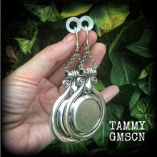 Load image into Gallery viewer, Artemis earrings Goddess jewelry Dangle earrings Boho jewelry Shield maiden 8g Plug earrings 6g Ear weights 0g Tunnel dangles Plug dangles