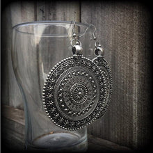 Load image into Gallery viewer, Artemis earrings Goddess jewelry Dangle earrings Boho jewelry Shield maiden 8g Plug earrings 6g Ear weights 0g Tunnel dangles Plug dangles