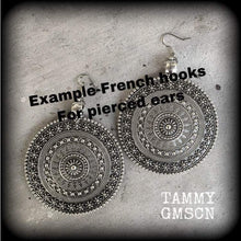 Load image into Gallery viewer, Artemis earrings Goddess jewelry Dangle earrings Boho jewelry Shield maiden 8g Plug earrings 6g Ear weights 0g Tunnel dangles Plug dangles