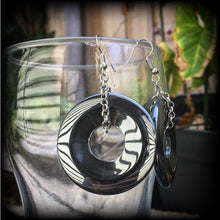 Load image into Gallery viewer, Hematite earrings Gemstone earrings Black earrings Donut earrings Tunnel earrings Plug earrings Gauged earrings Iron Ore 00g 0g 2g 4g 6g 8g