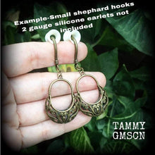 Load image into Gallery viewer, Dangle earrings Ear hangers Vintage earrings Victorian earrings Antique bronze  3mm 8 gauge 4mm Tunnel earrings Tunnel dangles Plug dangles