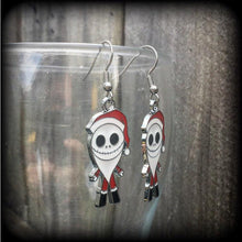 Load image into Gallery viewer, Christmas earrings Jack Skellington earrings Halloween Earrings Pumpkin Earrings Dangle earrings Horror Movie NMSC Samhain Los Muertos