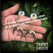 Load image into Gallery viewer, Artemis earrings Crescent moon earrings Double Horn earrings Boho earrings Dangle earrings Goddess earrings Gauged earrings For pierced ears