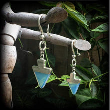 Load image into Gallery viewer, 6mm opalite tunnel dangles 8mm ear hangers 0 gauge ear weights 00 gauge Moonstone weights Opalite tunnel earrings Plug dangles 3mm gauges