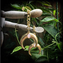 Load image into Gallery viewer, Artemis gauged earrings Crescent moon ear hangers Moon ear weights 4mm plug earrings 6mm Goddess earrings Gauged earrings For stretched lobe