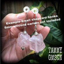 Load image into Gallery viewer, Rose quartz tunnel earrings 3mm plug dangles Crystal earrings Pink gemstone earrings 8 gauge ear hangers 6 guage ear weights Gauged earrings