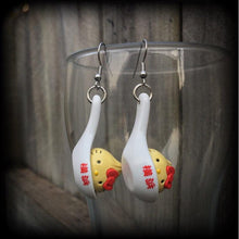 Load image into Gallery viewer, Hello Kitty earrings Dumpling earrings Soup dumplings Japanese earrings My melody Plug earrings Kawaii earrings Kitsch Spoon earrings 8g 6g