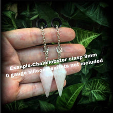 Load image into Gallery viewer, Rose Quartz earrings Gemstone earrings Pendulum earrings Dangle earrings Boho earrings Crystal earrings Tunnel earrings Plug earrings Gauges
