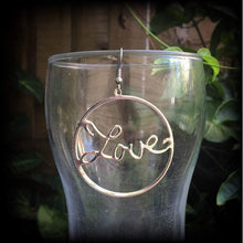 Load image into Gallery viewer, Love earrings Hoop earrings Big earrings Statement earrings Tunnel dangles Plug dangles Ear hangers Gauged earrings Word earrings Gauges 8g