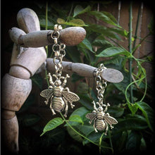 Load image into Gallery viewer, 0 gauge weights Bee earrings 00 gauge tunnel dangles 12mm Tunnel earrings 14mm ear weights Ear hangers Plug dangles Plugs Hanging gauges