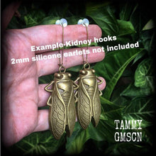 Load image into Gallery viewer, 8mm Ear weights 0 gauge Bronze ear hangers Locust Tunnel earrings for stretched lobes Stretched ears Plug danlges Gauged earrings 00g 0g 2g
