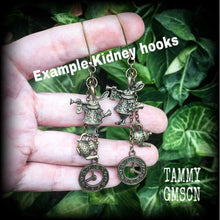 Load image into Gallery viewer, Alice in Wonderland, Ear weights, 6 gauge weights, March Hare, Tunnel dangles, Plug dangles, Hanging gauges, Gauged earrings, 8g, 6g, 4g, 2g