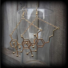 Load image into Gallery viewer, THC earrings Molecule earrings Science jewelry Weed jewelry Pot earrings Molecule jewelry Gifts for hippies Tunnel earrings Plug earrings
