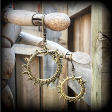 Load image into Gallery viewer, Rune earrings Rune dragon earrings Ouroboros earrings Ear hangers Viking Norse Asatru Amulet 3mm Tunnel earrings 6mm Plug earrings 2g 4g 6g