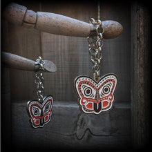 Load image into Gallery viewer, Maori tiki earrings Kiwi earrings New Zealand earrings Ta Moko Polynesian earrings Tumatauenga Tane earrings Tunnel dangles Plug earrings