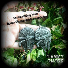 Load image into Gallery viewer, Star Wars earrings Sci Fi earrings Space ship earrings Nerd earrings Tunnel earrings Plug earrings Kidney hooks Pierced ears Leverback hooks