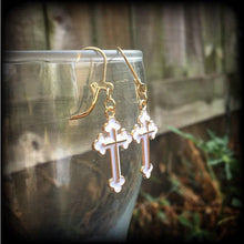 Load image into Gallery viewer, Cross earrings Christian cross earrings Cross pendant Jesus earrings Religious earrings Catholic earrings Mens cross earrings Womens cross