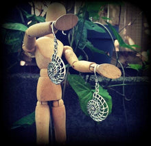 Load image into Gallery viewer, Fibonacci earrings Ammonite Nautilus earrings Sacred geometry earrings Boho Beach jewelry Science earrings Gifts for geeks Perfect ratio 3mm