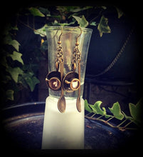 Load image into Gallery viewer, Caffiene earrings Cup earrings Teaspoon earrings Bronze ear weights Cute earrings Pierced ears Stretched lobes Tapers Tunnels Plugs 2g 4g 6g