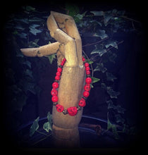 Load image into Gallery viewer, Skull bracelet, Kali Maa jewelry, Red skull jewelry, Gothic bracelet, Stone bracelet, Santeria bracelet, Los Muertos jewelry, Emo bracelet