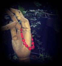 Load image into Gallery viewer, Skull bracelet, Kali Maa jewelry, Red skull jewelry, Gothic bracelet, Stone bracelet, Santeria bracelet, Los Muertos jewelry, Emo bracelet
