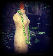 Load image into Gallery viewer, Skull necklace Zombie necklace Halloween necklace Inverted Cross necklace Jasper necklace Los Muertos jewelry Rigor Mortis Green jewelry