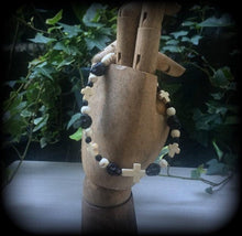 Load image into Gallery viewer, Skull bracelet Voodoo bracelet Inverted Cross bracelet Baron Samedi bracelet Skull jewelry Halloween Los Muertos Day of the Dead Santeria