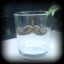 Load image into Gallery viewer, Novelty earrings Hipster earrings Kitsch earrings Retro earrings Steampunk earrings Moustache earrings Tapers Stretched ears Tunnels Plugs