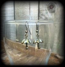 Load image into Gallery viewer, Umbrella earrings Boho earrings Kitsch earrings Cute earrings Dangle earrings Pierced ears Rainy Day Tunnel earrings Plug earrings Gauges