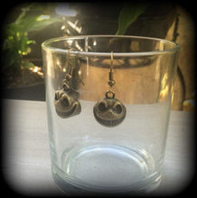 Load image into Gallery viewer, Halloween earrings Samhain earrings Christmas earrings Jack Skellington NMBC earrings Tim Burton earrings Tunnel dangles Plug dangles 3mm