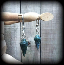 Load image into Gallery viewer, Moss Jasper earrings Jasper plug earrings Gemstone Crystal Pendulum earrings Dangle earrings Tunnel earrings Plug dangles Pierced Ears 14g