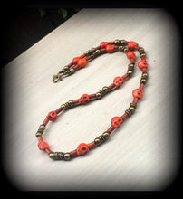 Load image into Gallery viewer, Voodoo necklace Papa Legba necklace Halloween necklace Skull necklace Stone Skull choker Industrial necklace Gothic choker Skull jewelry