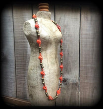 Load image into Gallery viewer, Voodoo necklace Papa Legba necklace Halloween necklace Skull necklace Stone Skull choker Industrial necklace Gothic choker Skull jewelry