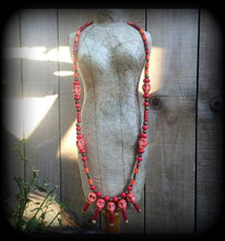 Load image into Gallery viewer, Voodoo necklace Skull necklace Stone Skull necklace Voodoo Loa Papa Legba Dirty Jaffa Howlite stone skull Pendant Halloween Ritual necklace